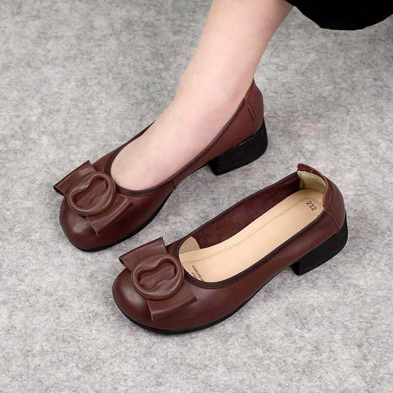 Women's Bow Detail Block Heel Slip On Loafers | Work
