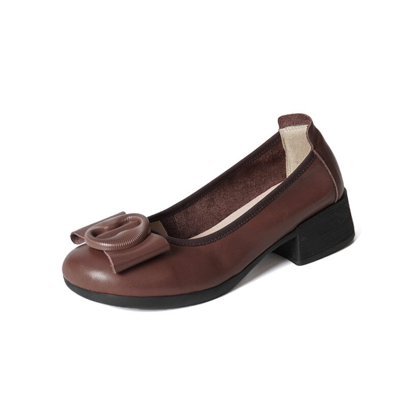 Women's Bow Detail Block Heel Slip On Loafers | Work