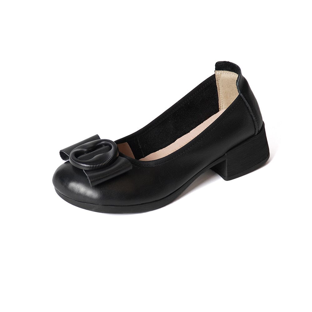 Women's Bow Detail Block Heel Slip On Loafers | Work