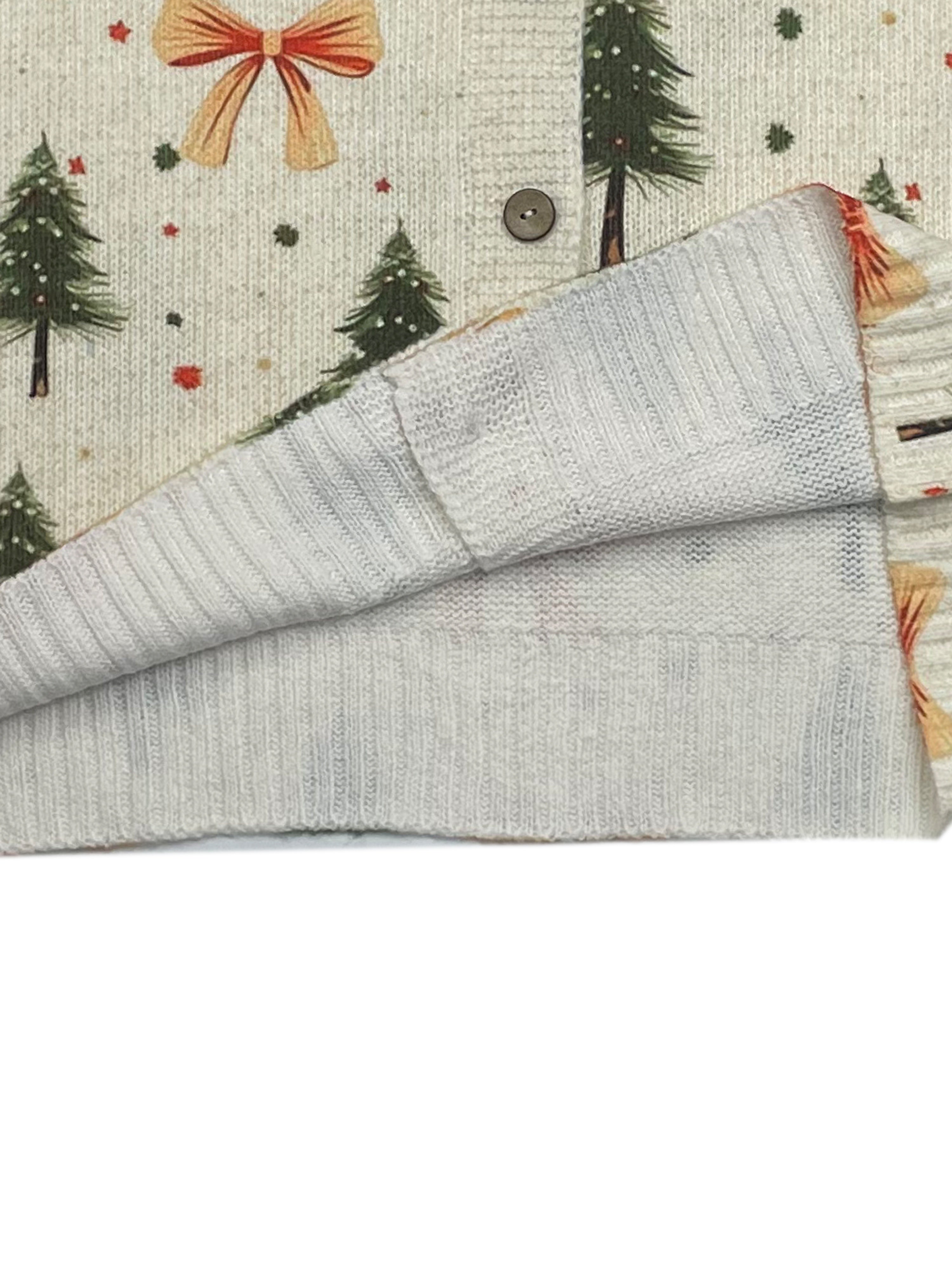 Women's Christmas Cardigan Tree Print Button | Festive