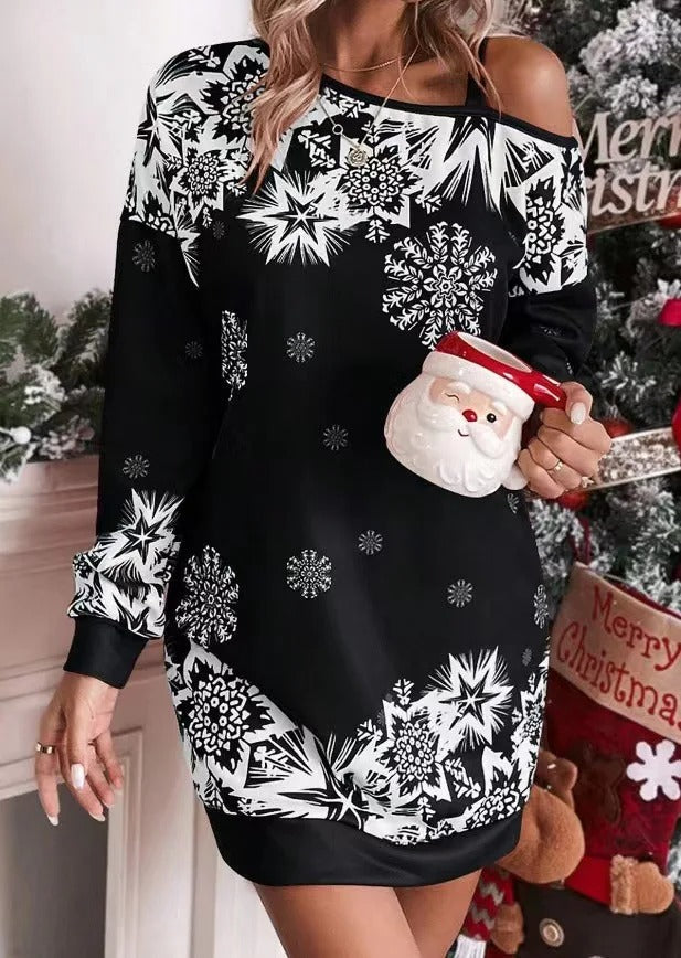 Women’s Christmas Dress Snowflake Print | Festive