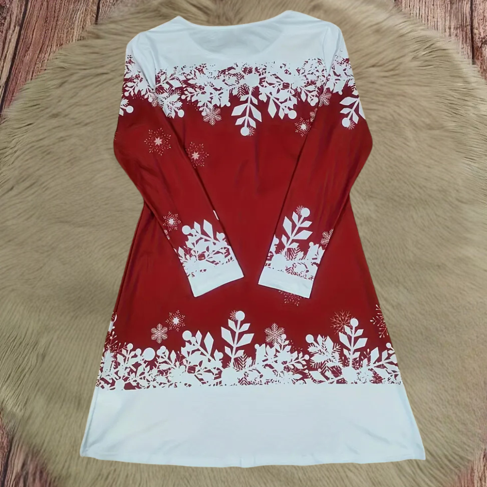 Women's Christmas Dress Snowman Long Sleeve | Festive
