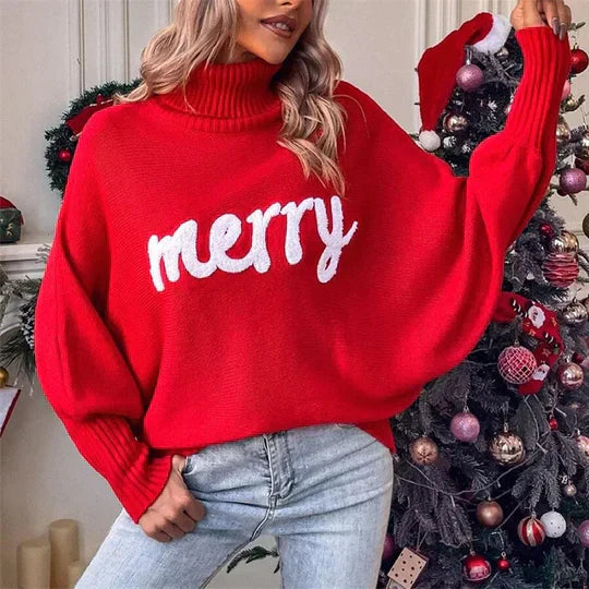 Women’s Christmas Jumper Merry Print | Festive