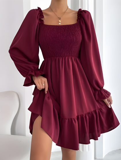 Women's Christmas Party Outfit Dress Puff Sleeve | Square