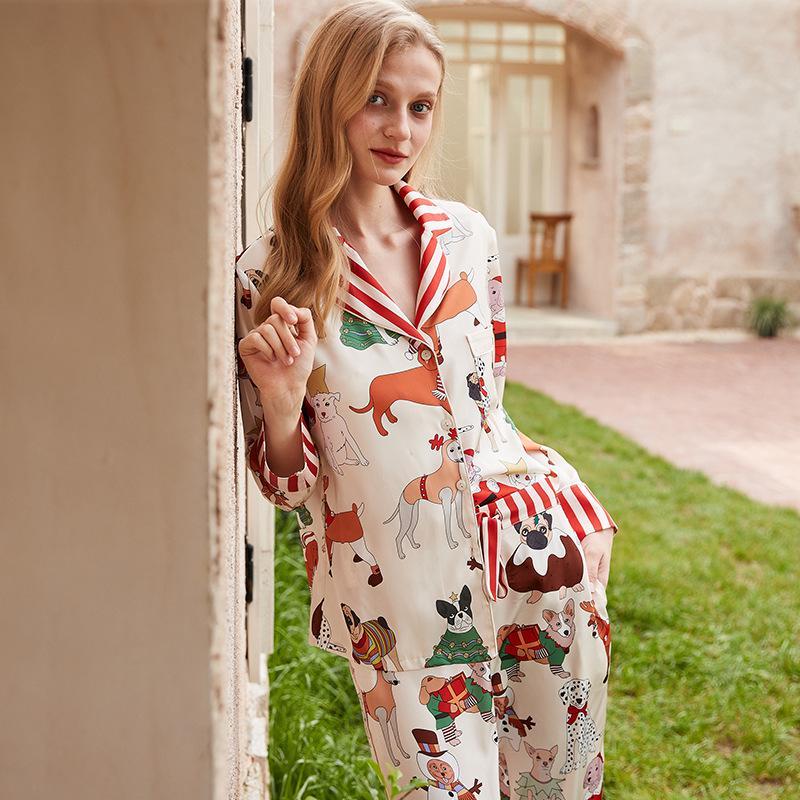 Women’s Christmas Pyjamas Dog Print Set | Festive