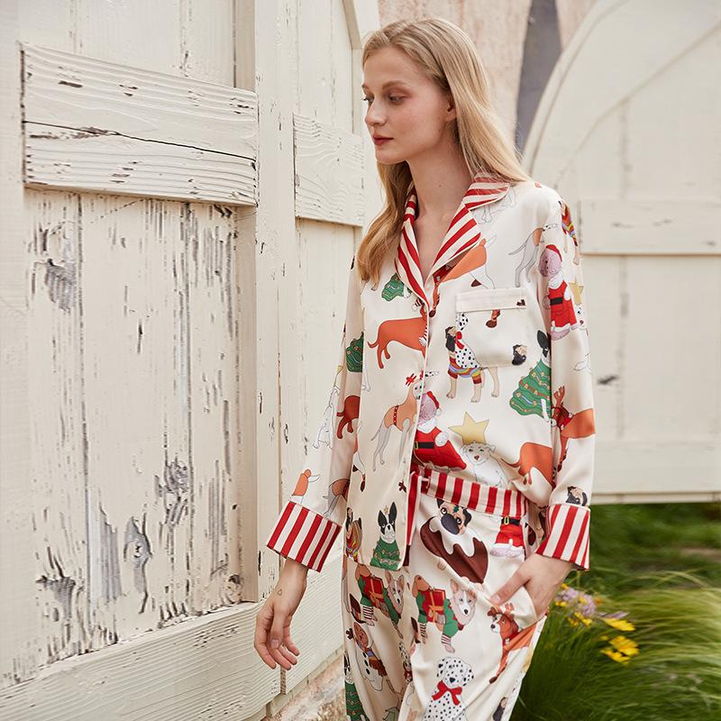 Women’s Christmas Pyjamas Dog Print Set | Festive