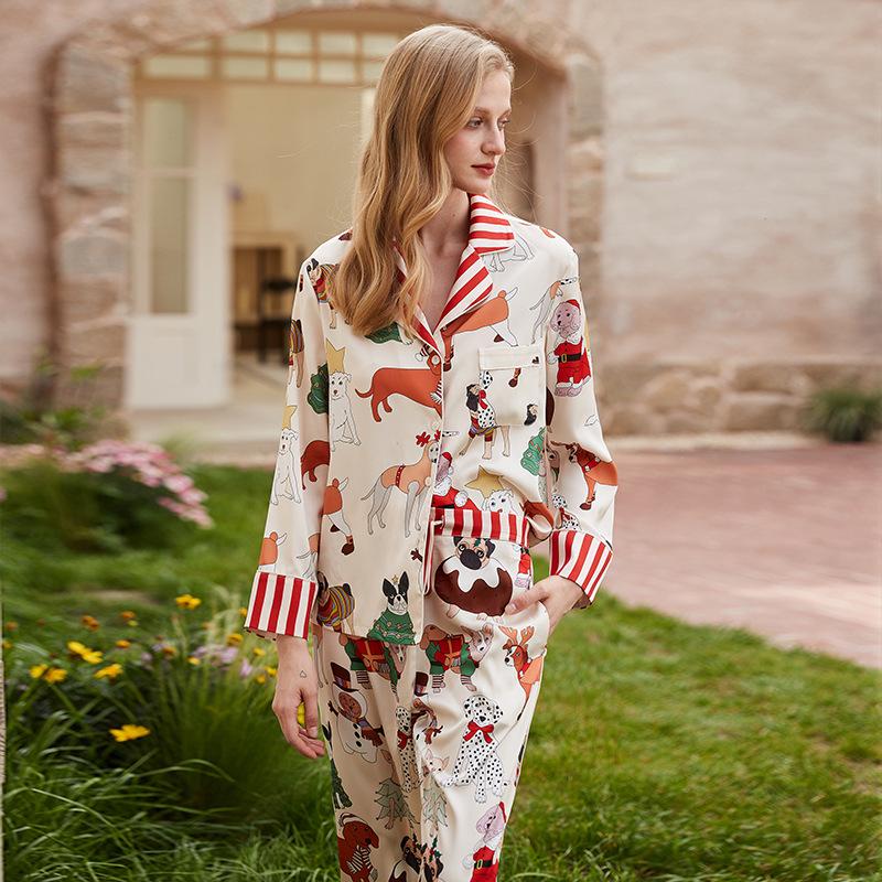 Women’s Christmas Pyjamas Dog Print Set | Festive