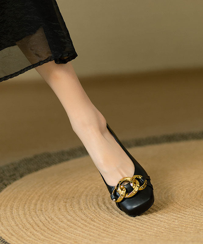 Women's Classic Kitten Heels Shoes Chain Detail | Closed Toe