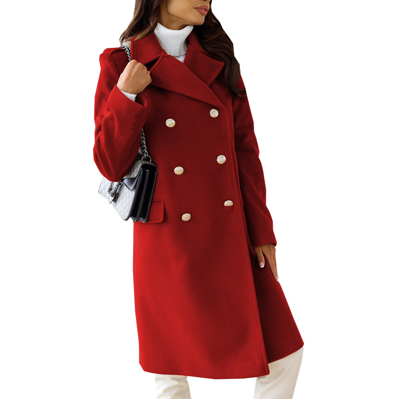 Women's Coat Double Breasted Button | Long