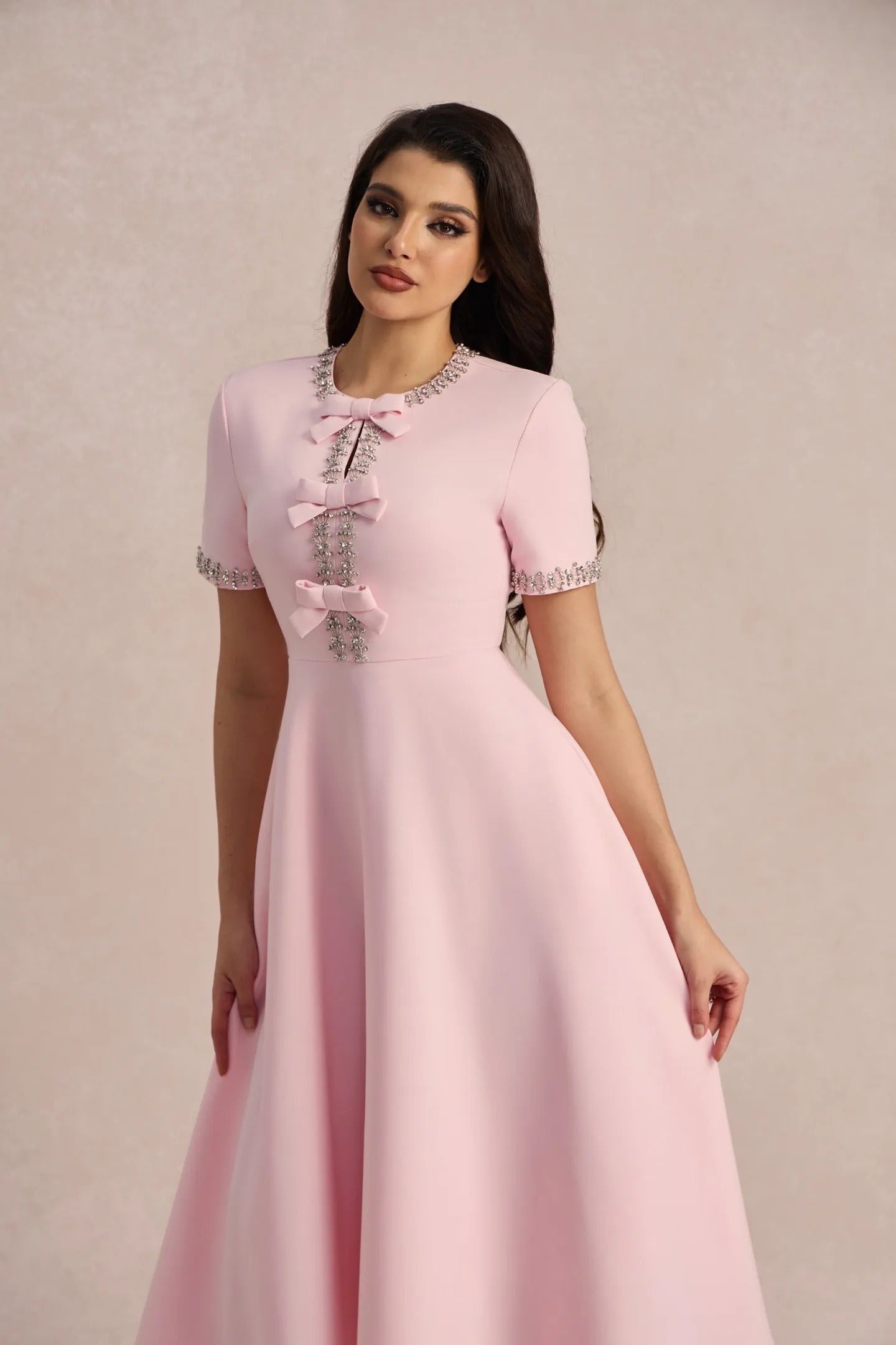 Women's Cocktail Dress Bow Embellished | Midi