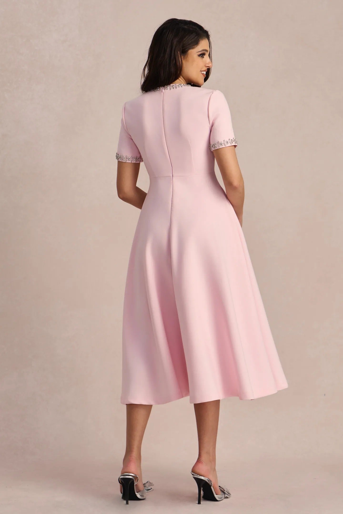 Women's Cocktail Dress Bow Embellished | Midi