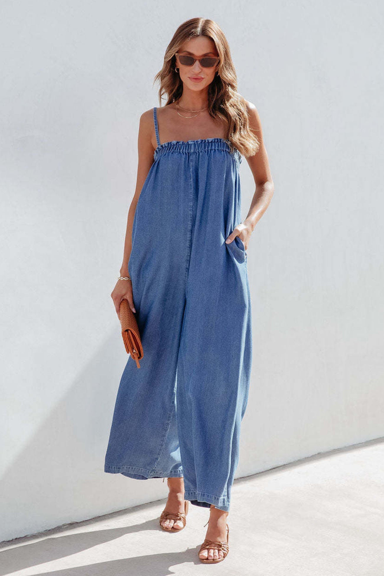 Women's Dungarees Sleeveless Wide Leg | Party Wear