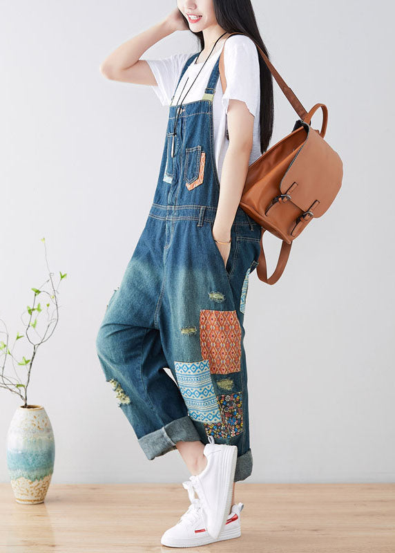 Women's Dungarees Wide Leg with Patch Work | Casual