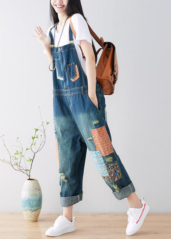 Women's Dungarees Wide Leg with Patch Work | Casual