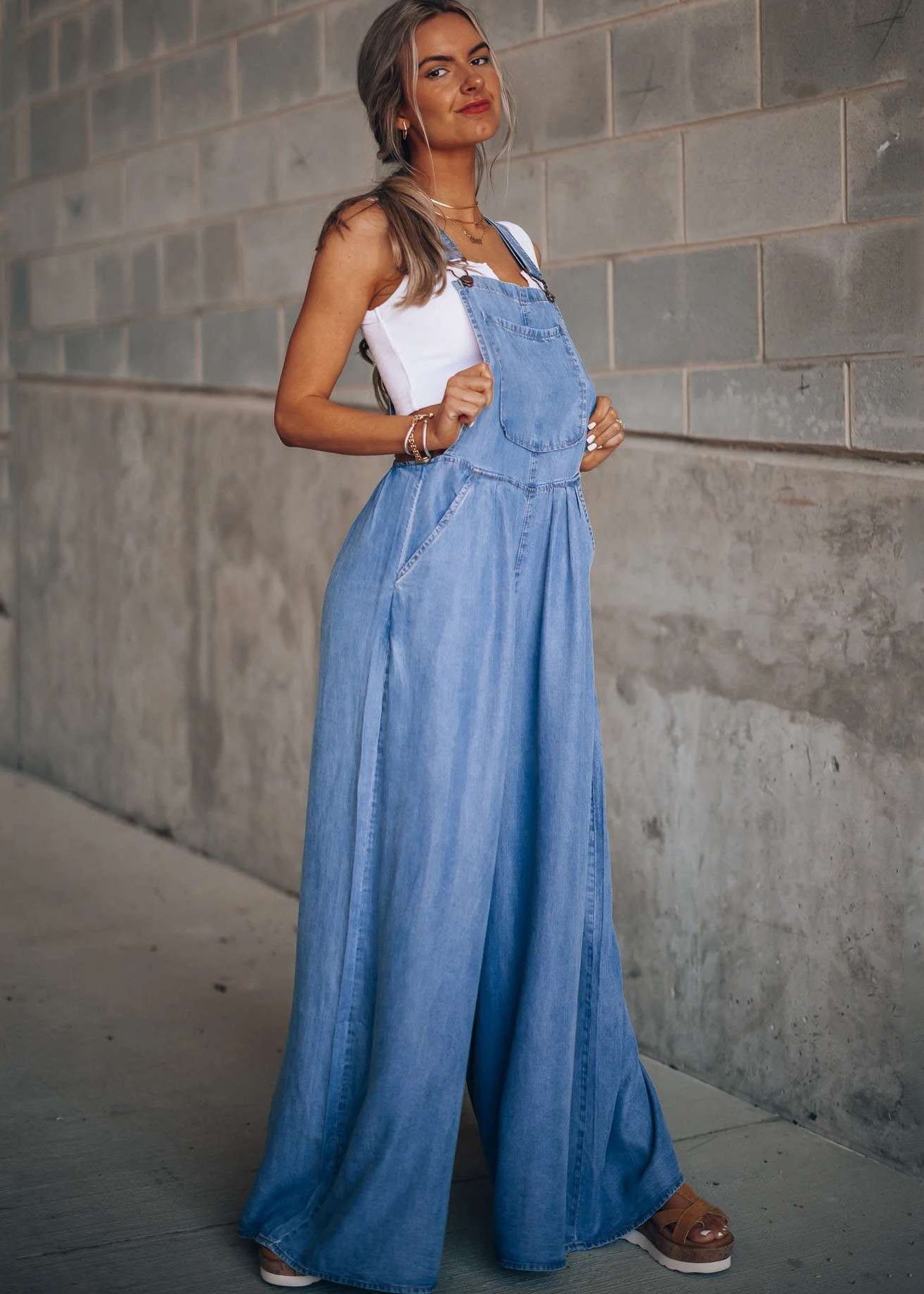 Women's Dungarees Wide Leg with Pockets | Tall