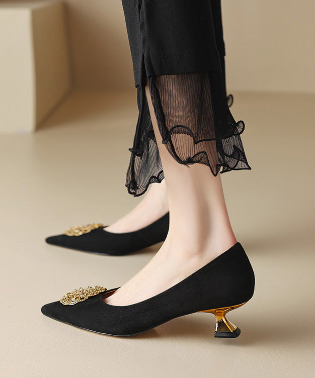 Women's Elegant Kitten Heels Shoes Gold Accent | Dressy