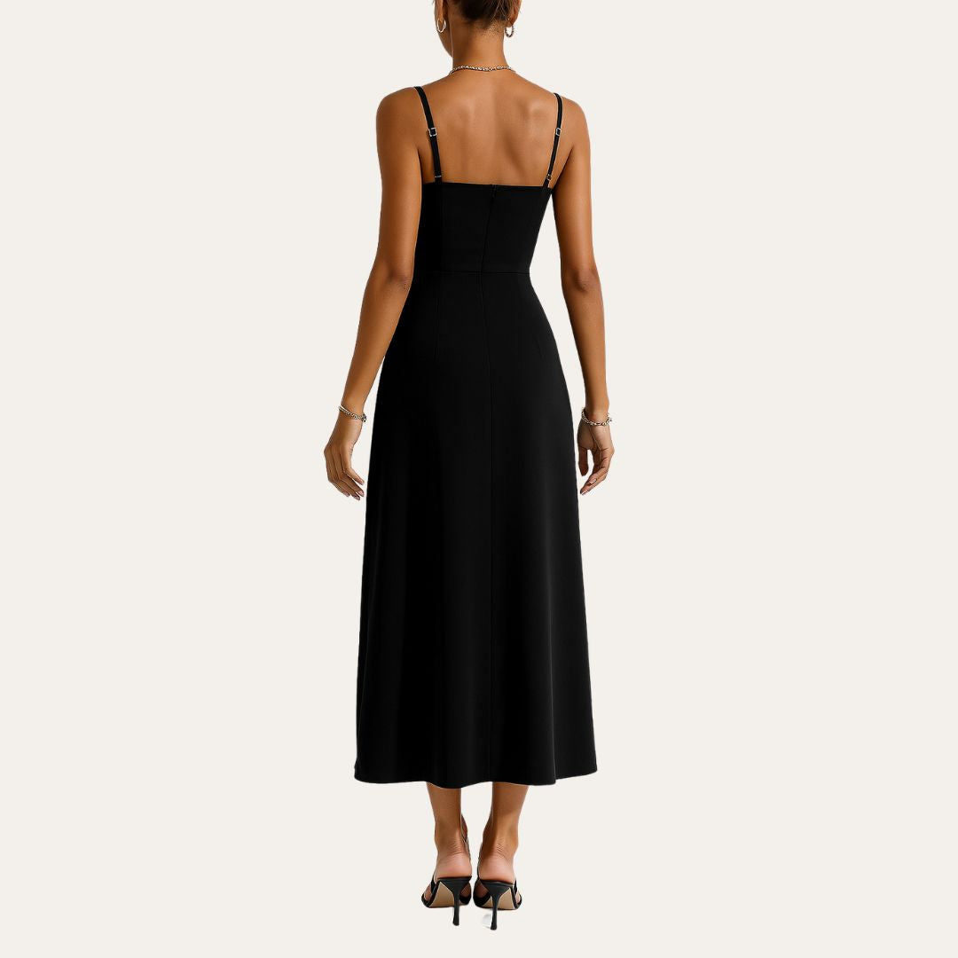 Women's Evening Dress Spaghetti Strap | Midi Slit