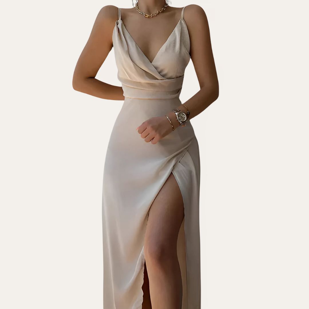 Women's Evening Dress Spaghetti Strap | Midi Slit