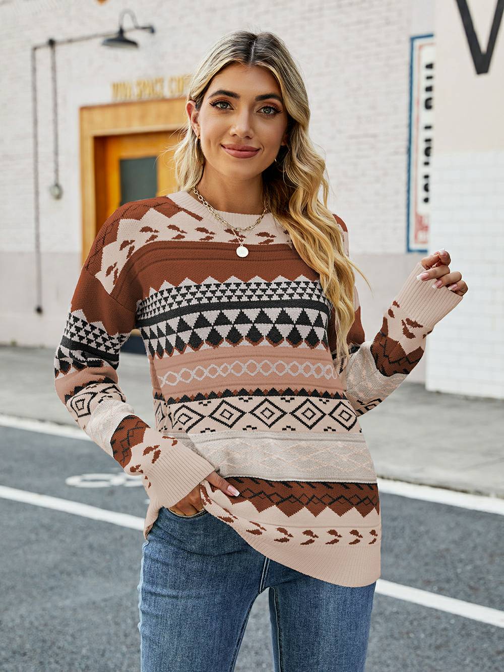 Women’s Fair Isle Jumper Long Sleeve | Winter Knit