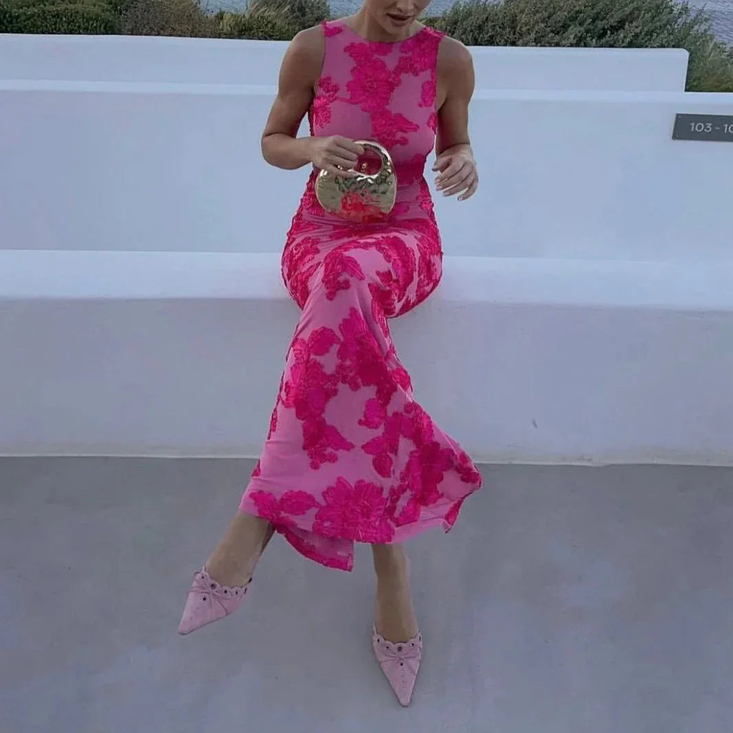 Women's Formal Dress Floral Sleeveless Maxi | Wedding Guest