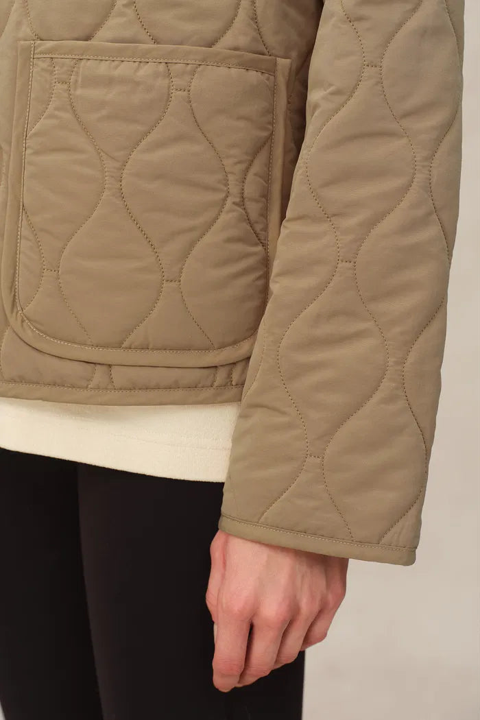 Women's Front Patch Pockets Quilted Jacket | Snap Closure