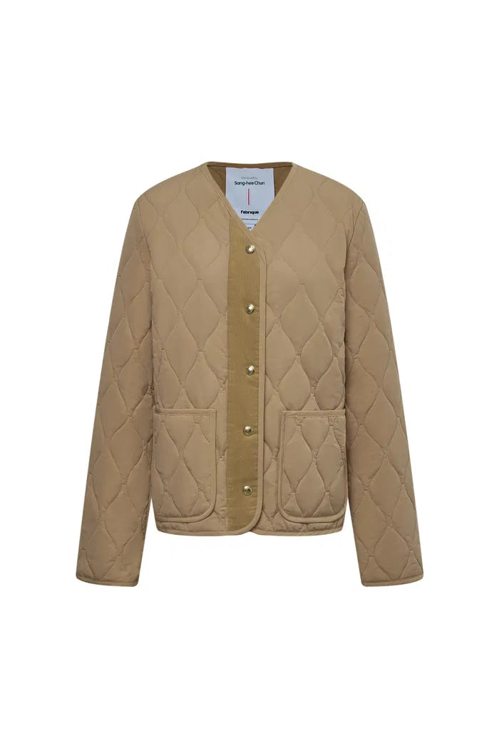 Women's Front Patch Pockets Quilted Jacket | Snap Closure