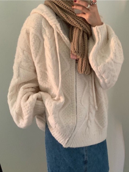 Women's Hooded Fleece Jacket Zip | Oversized