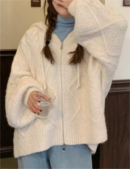 Women's Hooded Fleece Jacket Zip | Oversized