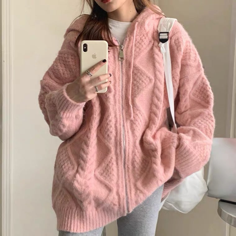 Women's Hooded Fleece Jacket Zip | Oversized