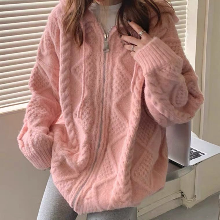 Women's Hooded Fleece Jacket Zip | Oversized