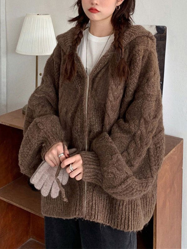 Women's Hooded Fleece Jacket Zip | Oversized