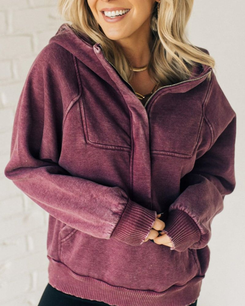 Women's Hoodie Half Zip | Oversized