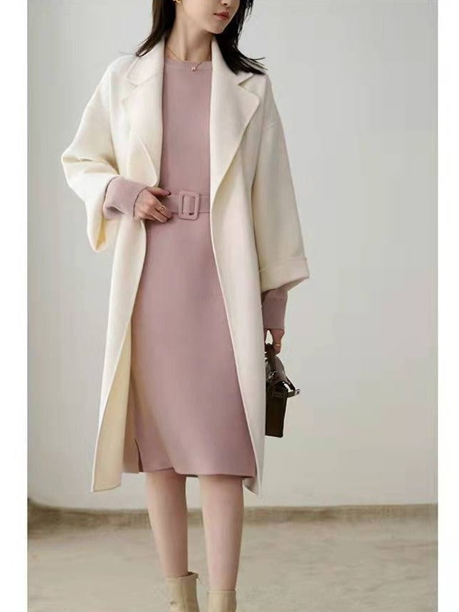 Women's Jumper Dress Long Sleeve with Belt | Midi