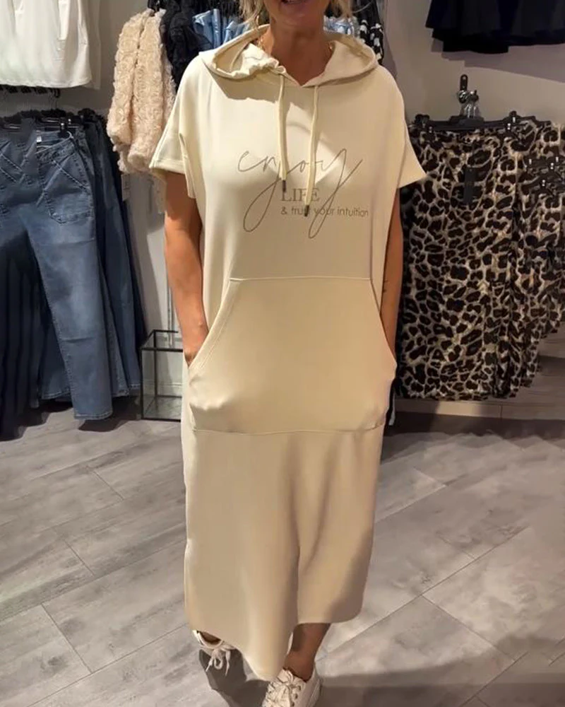 Women's Jumper Dress With Hood | Midi