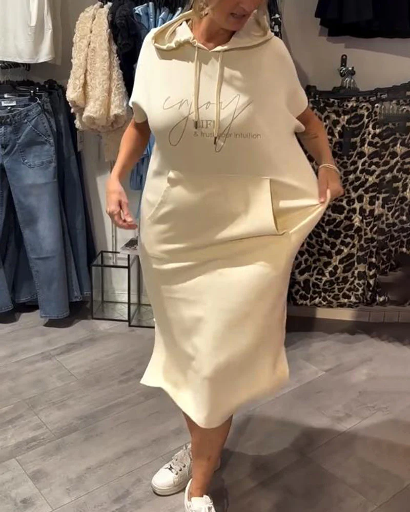 Women's Jumper Dress With Hood | Midi