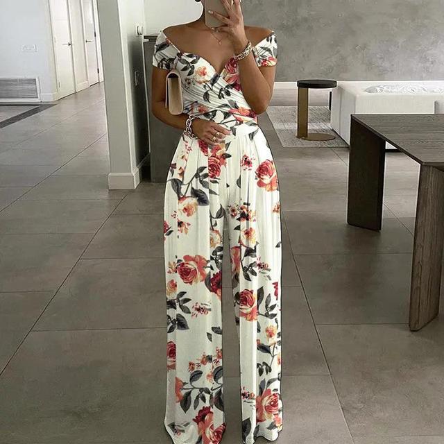 Women's Jumpsuits Off Shoulder Wide Leg | Print