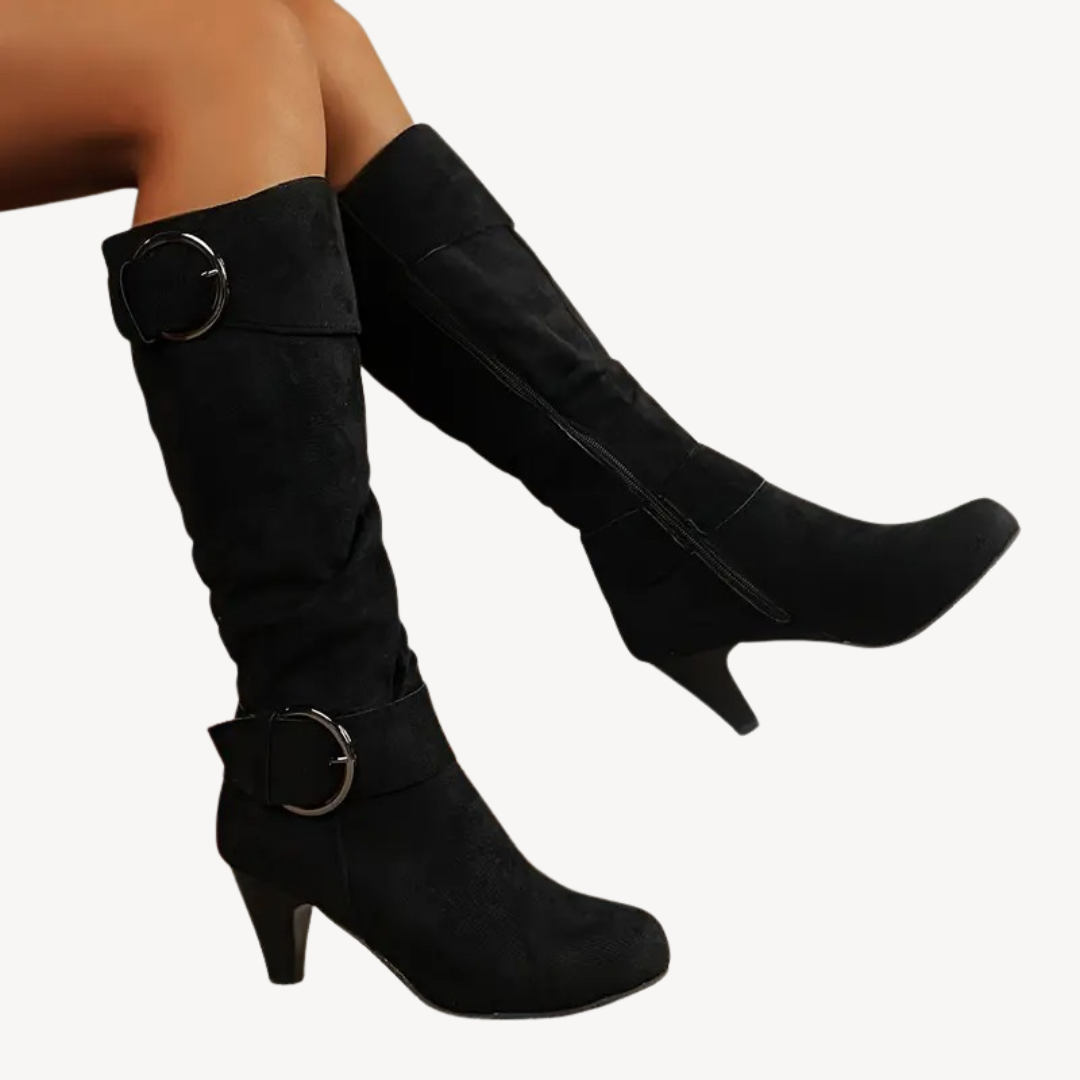 Women's Knee High Boots Heeled | Buckle Detail