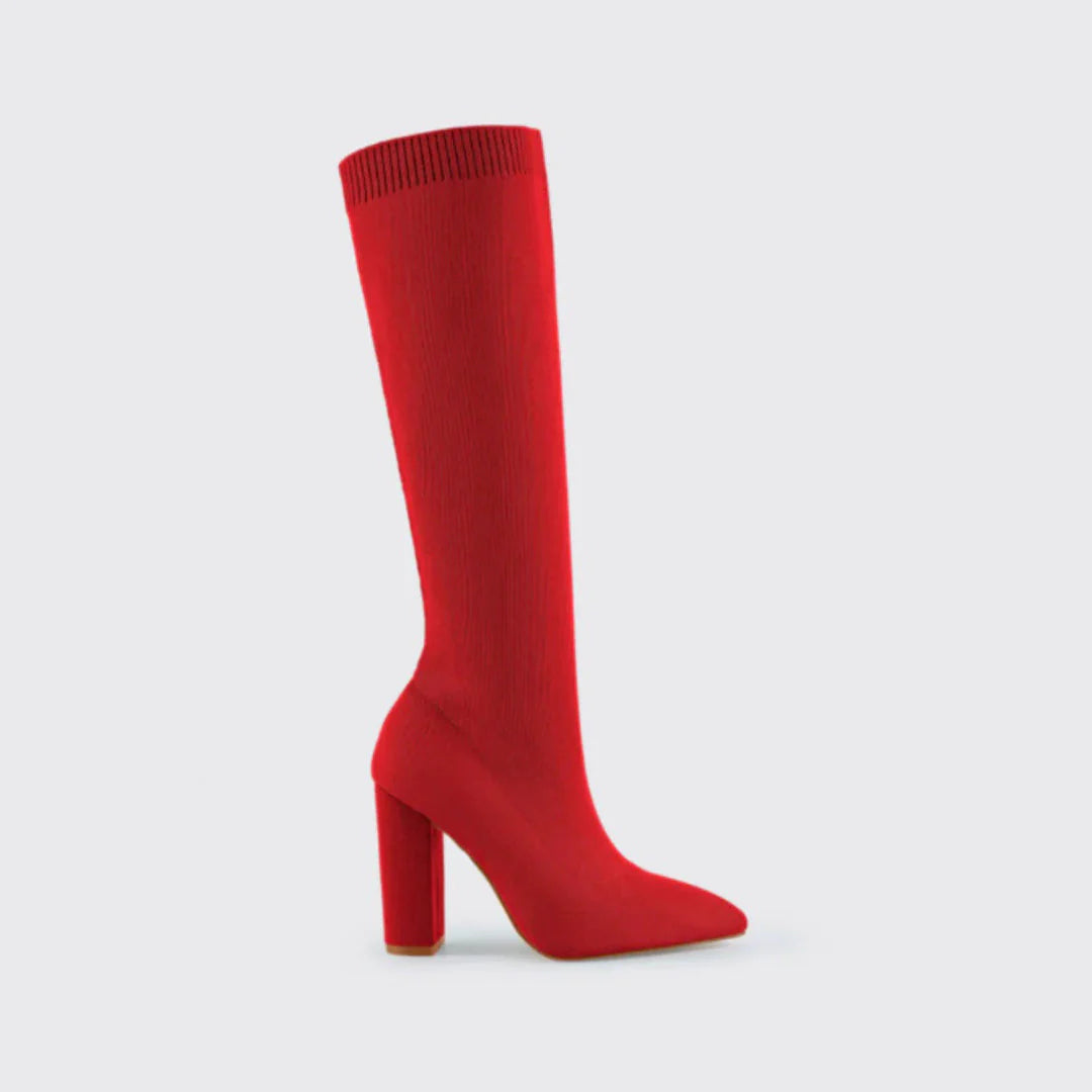 Women’s Knee High Sock Boots | Block Heel