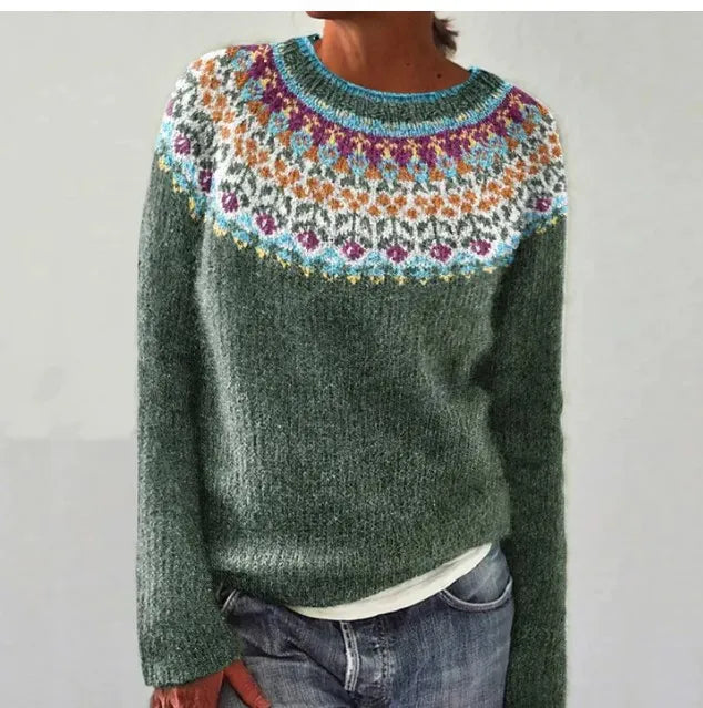 Women's Knit Jumper With Colourful Fair Isle Pattern | Sweater