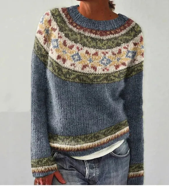 Women's Knit Jumper With Colourful Fair Isle Pattern | Sweater