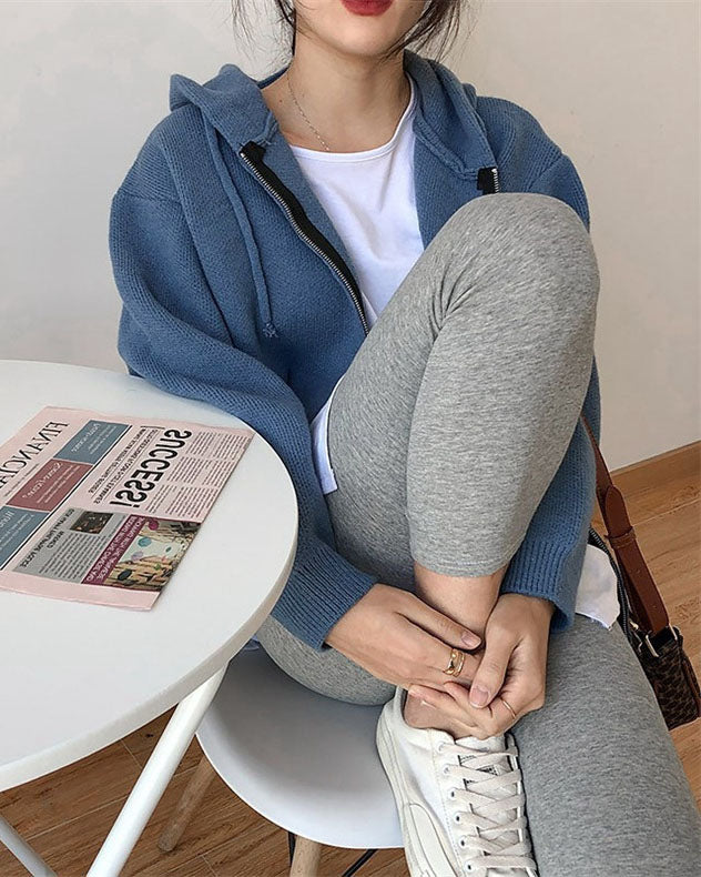 Women's Knitted Hoodie Zip Up Casual Jacket | Oversize