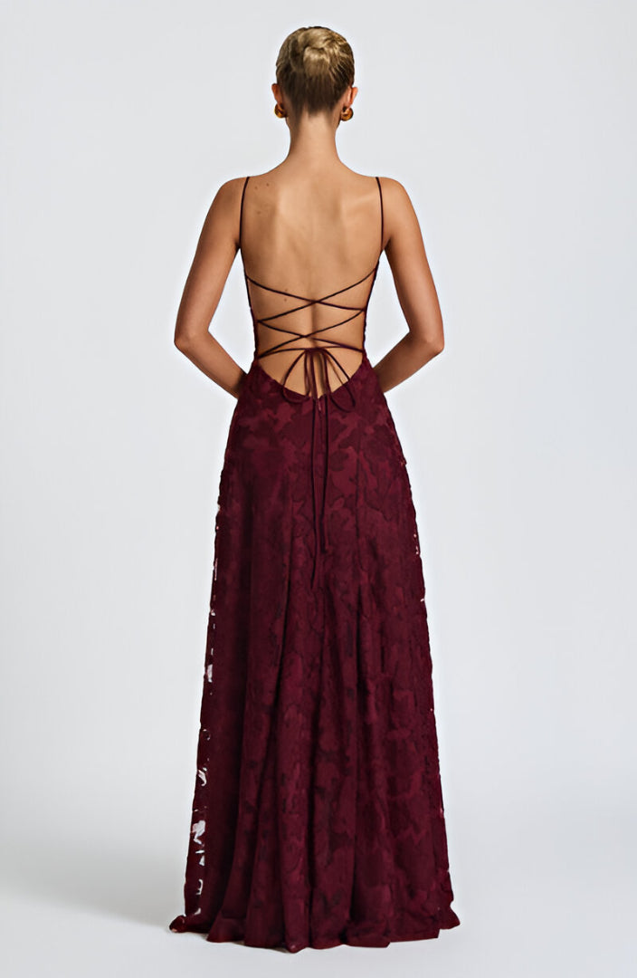 Women's Lace Tie Back Maxi Dress | Evening