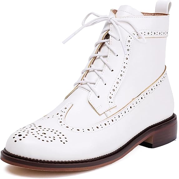 Women's Lace Up Ankle Boots With Brogue Detail | Low Heel