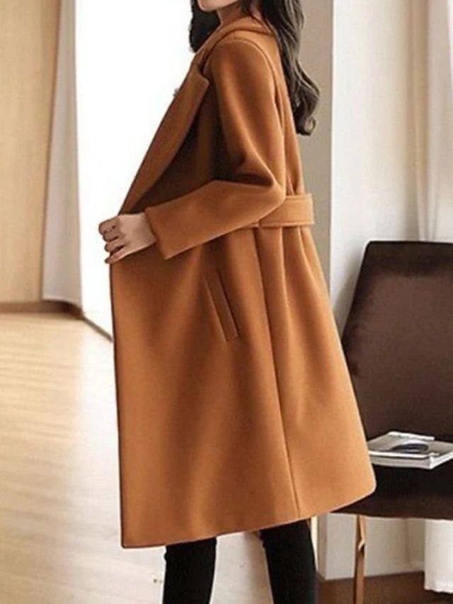 Women's Ladies Overcoat Belted Lapel | Tailored