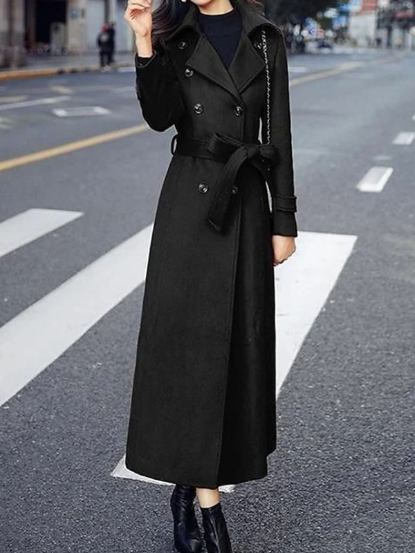 Women's Ladies Overcoat Double Breasted Belted | Trench