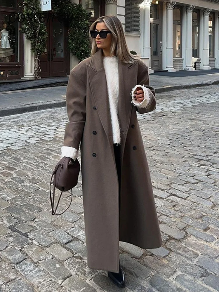 Women's Ladies Overcoat Double Breasted Lapel | Oversized