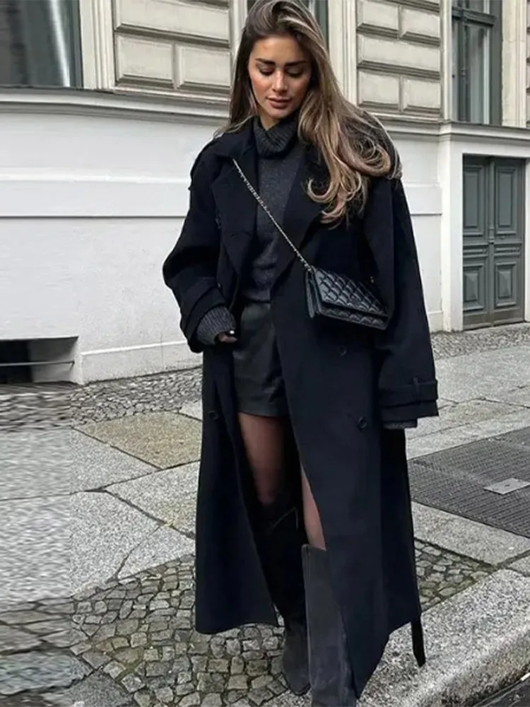 Women's Ladies Overcoat Double Breasted Lapel | Oversized