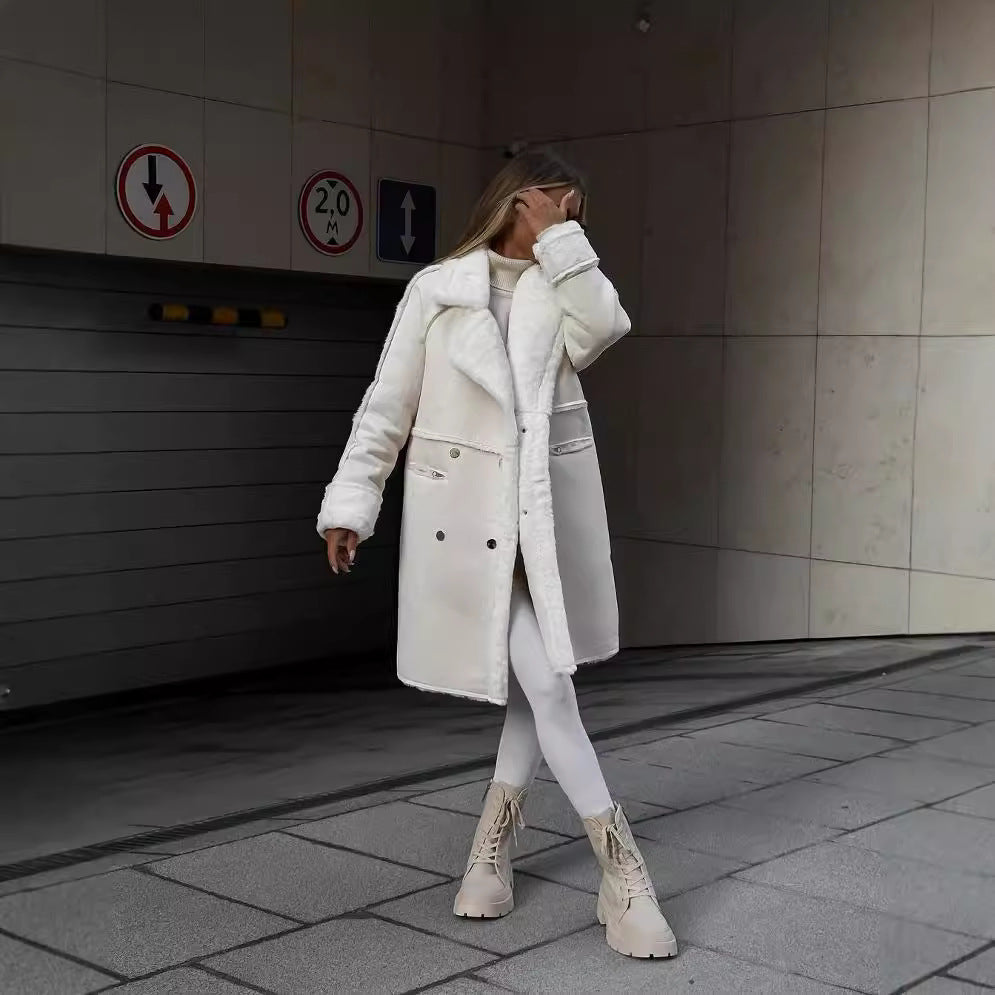 Women's Ladies Overcoat Textured Lining Double Breasted | Modern