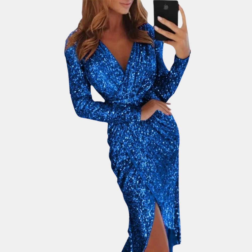Women’s Long Sleeve Sequin Dress Wrap Front | Party