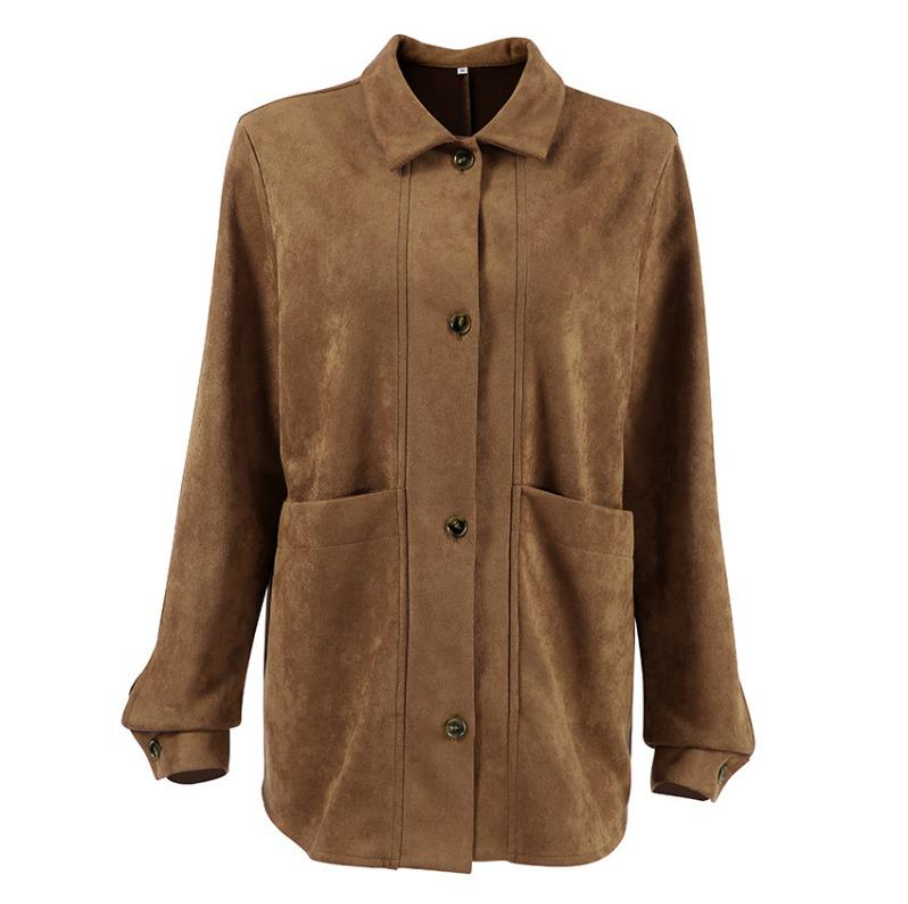 Women's Longline Button Suede Jacket | Smart Casual